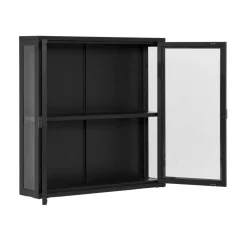 Wohnen 2-türige Hängevitrine in Schwarz - Entury