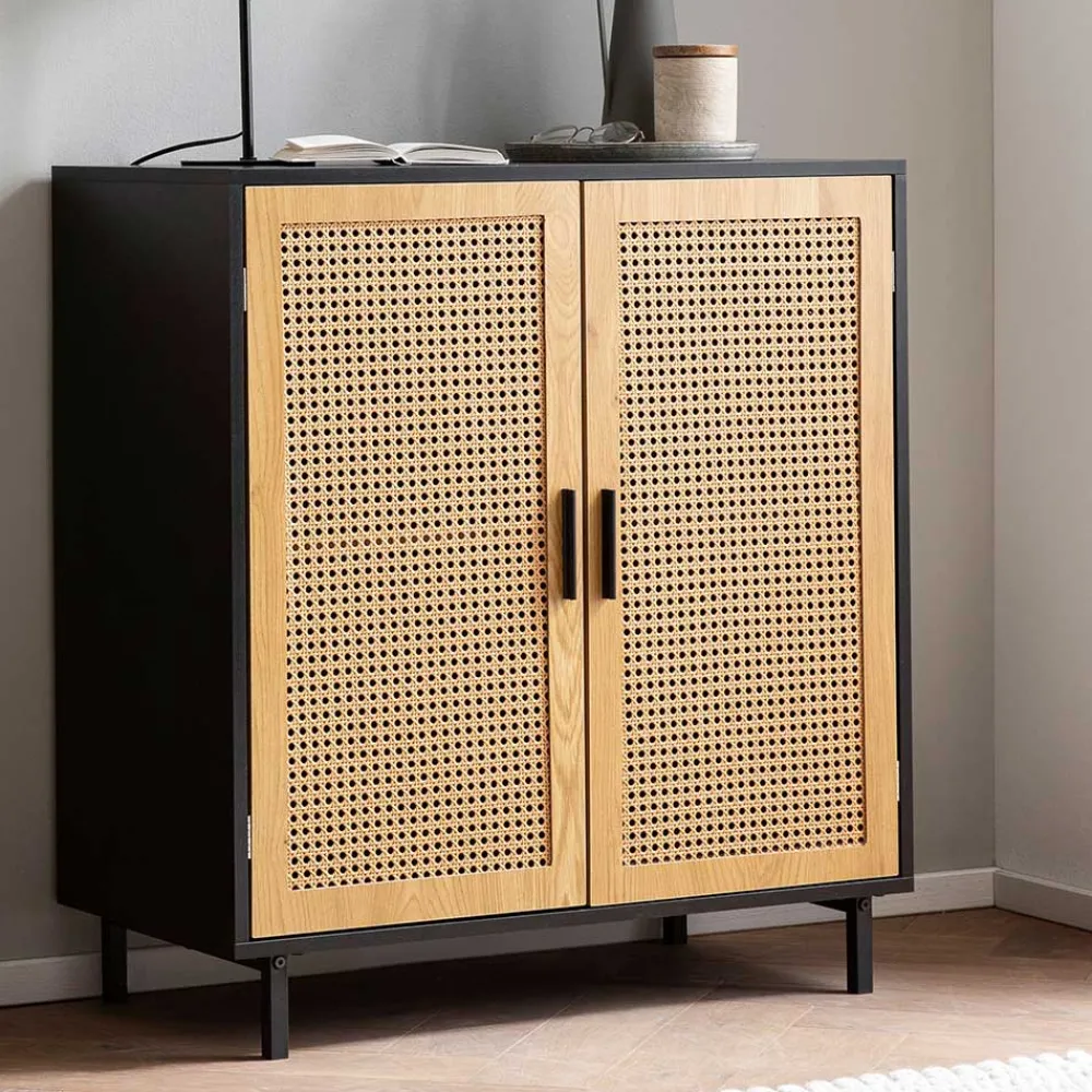 Wohnen 2-türige Kommode in Natur und Schwarz - Around