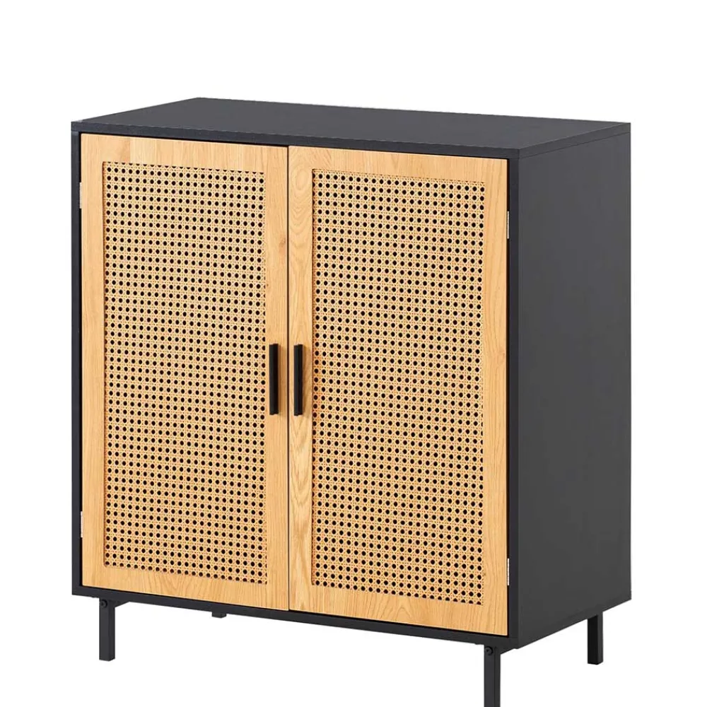 Wohnen 2-türige Kommode in Natur und Schwarz - Around