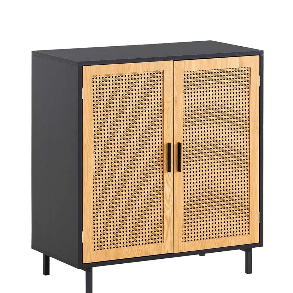 Wohnen 2-türige Kommode in Natur und Schwarz - Around