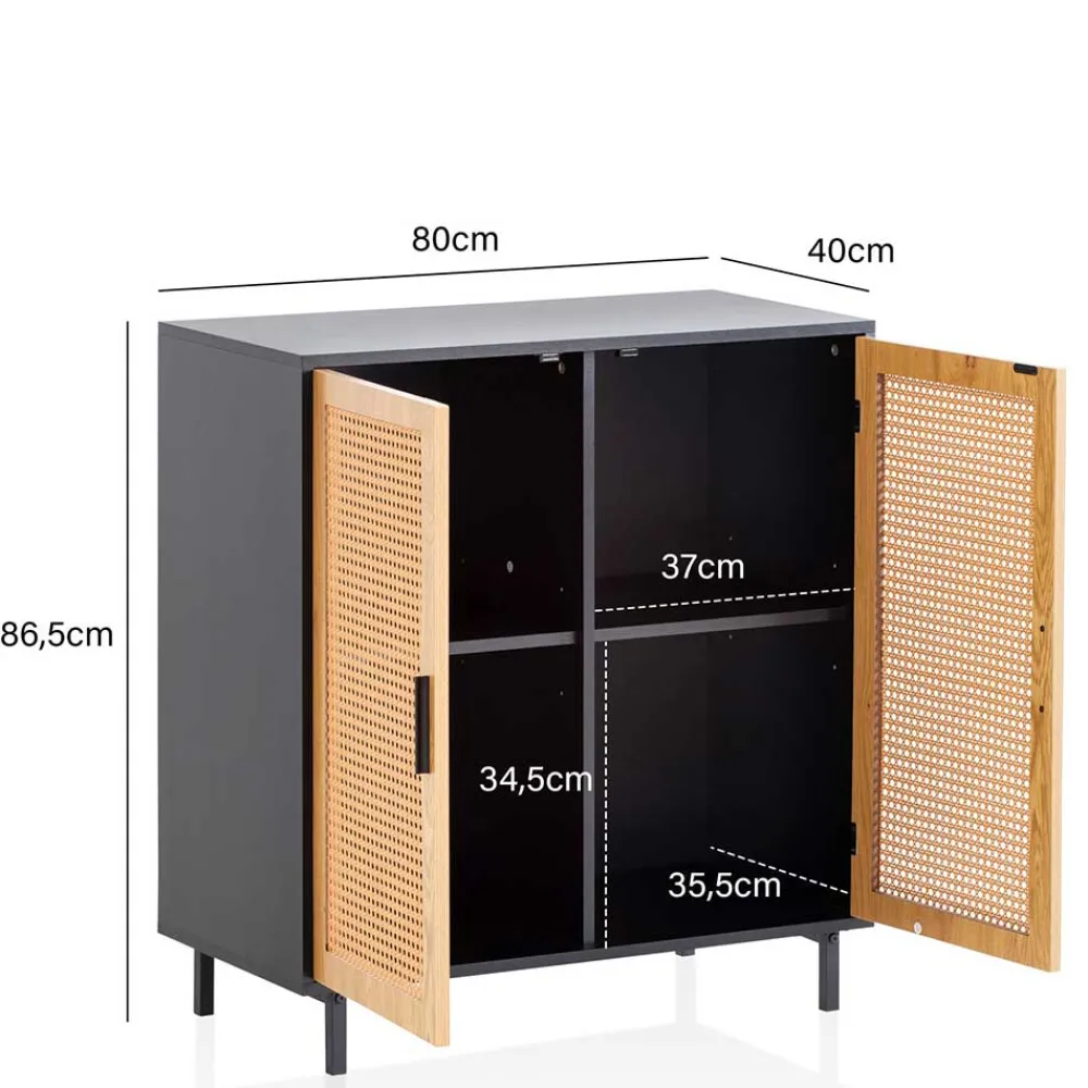 Wohnen 2-türige Kommode in Natur und Schwarz - Around