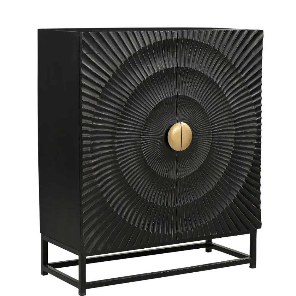 Wohnen 2-türige Kommode in Schwarz mit Gold - Oglio