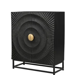 Wohnen 2-türige Kommode in Schwarz mit Gold - Oglio