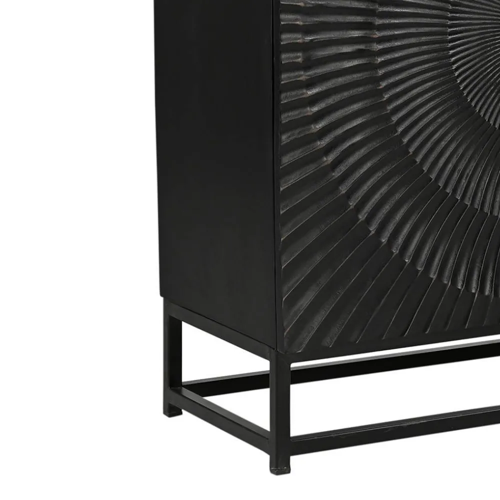 Wohnen 2-türige Kommode in Schwarz mit Gold - Oglio