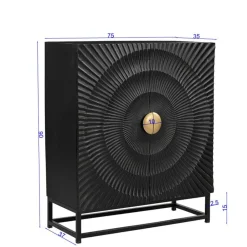 Wohnen 2-türige Kommode in Schwarz mit Gold - Oglio