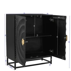 Wohnen 2-türige Kommode in Schwarz mit Gold - Oglio