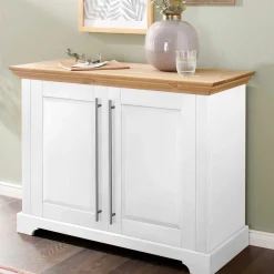 Wohnen Weiße Möbel|Landhausmöbel*2-türige Kommode in Weiß & Honig - Eyzaco