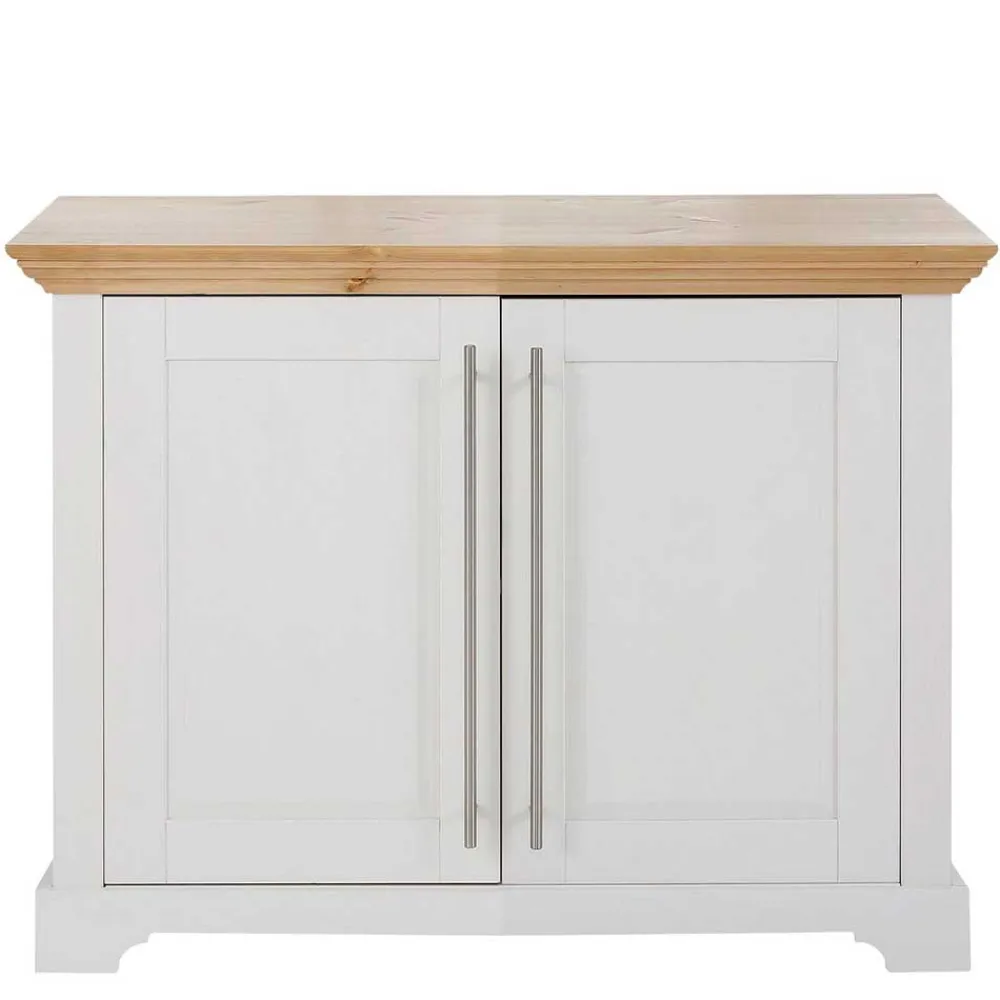 Wohnen Weiße Möbel|Landhausmöbel*2-türige Kommode in Weiß & Honig - Eyzaco