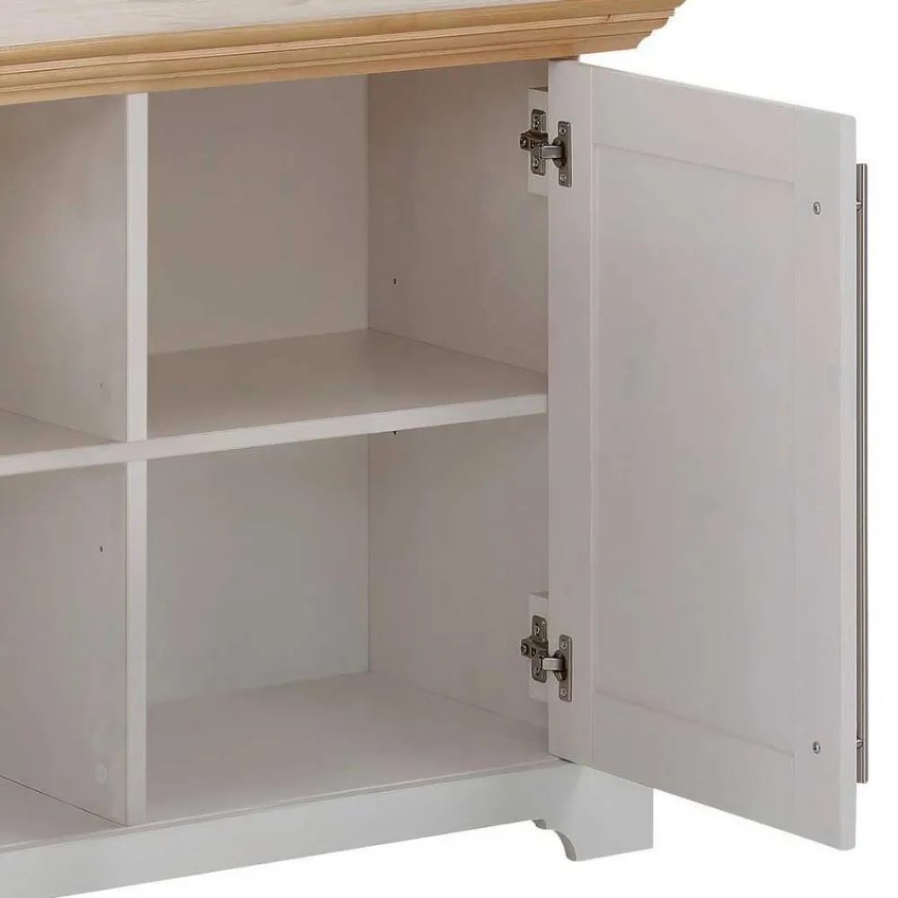 Wohnen Weiße Möbel|Landhausmöbel*2-türige Kommode in Weiß & Honig - Eyzaco