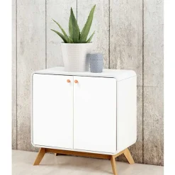 Wohnen 2-türige Kommode in Weiß mit Eiche - Kolreva