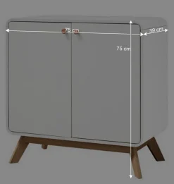 Wohnen 2-türige Kommode in Weiß mit Eiche - Kolreva