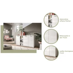 Wohnen 2-türige Kommode mit drei offenen Fächern - Rugova