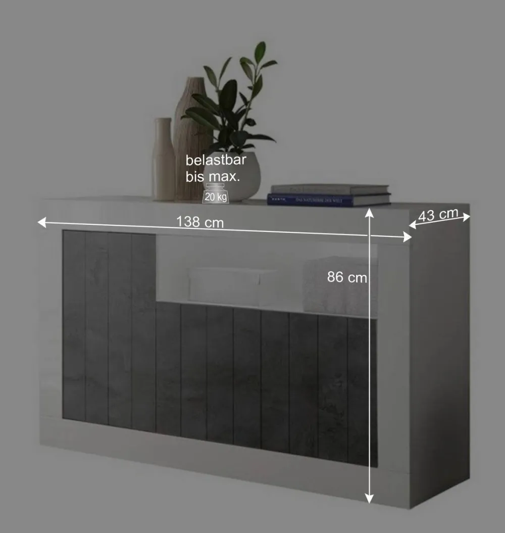 Wohnen 3-türige Kommode mit Regal-Fach - Reading