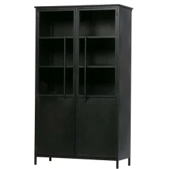 Wohnen 2-türige Metall Vitrine in Schwarz - Ponnya