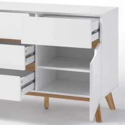 Wohnen 2-türige Retro Kommode mit 5 Schubladen Flacon in Weiß