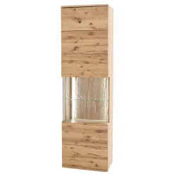 Wohnen Wohnzimmerschränke|Vitrinen*1-türige Schrank Vitrine aus Massivholz - Crokas