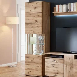 Wohnen Wohnzimmerschränke|Vitrinen*1-türige Schrank Vitrine aus Massivholz - Crokas
