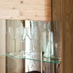 Wohnen Wohnzimmerschränke|Vitrinen*1-türige Schrank Vitrine aus Massivholz - Crokas