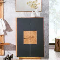 Wohnen Schuhschränke*2-türige Schuhkommode in Anthrazit Glas - Mandrey