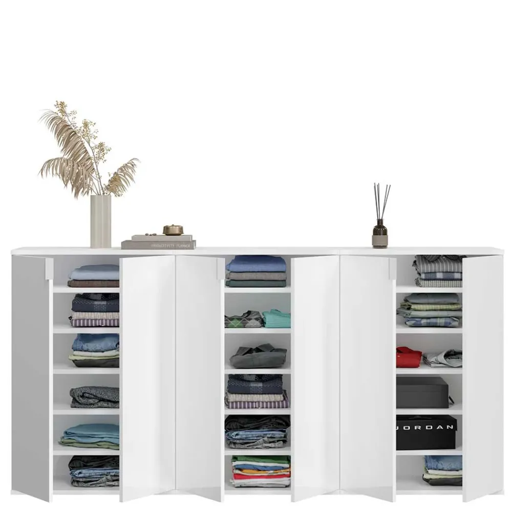 Wohnen 6-türige Schuhkommode in Weiß - Ejulia (dreiteilig)