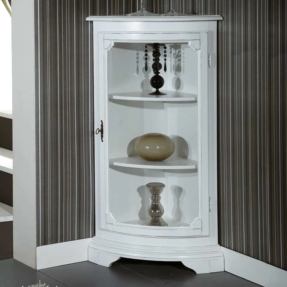 Wohnen Vintage Möbel|Esszimmer-Vitrinen*1-türige Vintage Eckvitrine niedrig - 112 cm hoch - Zarinas