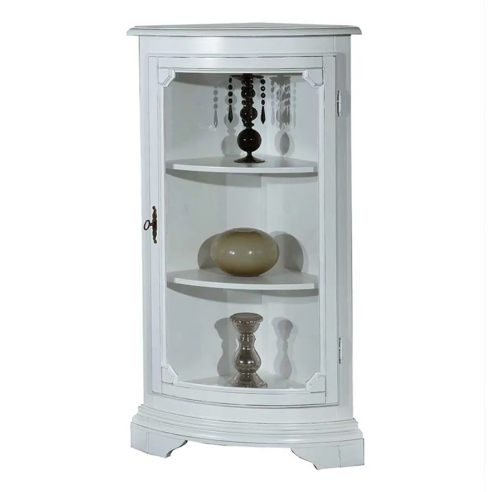 Wohnen Vintage Möbel|Esszimmer-Vitrinen*1-türige Vintage Eckvitrine niedrig - 112 cm hoch - Zarinas