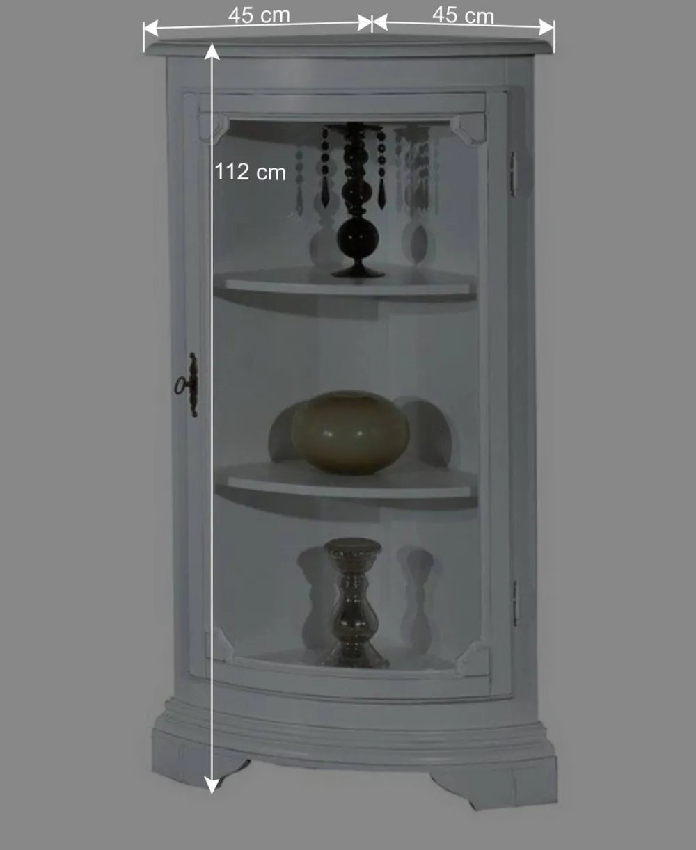 Wohnen Vintage Möbel|Esszimmer-Vitrinen*1-türige Vintage Eckvitrine niedrig - 112 cm hoch - Zarinas
