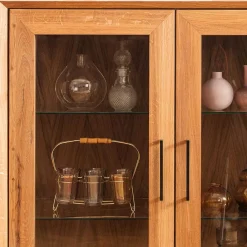 Wohnen Esszimmer-Vitrinen|Esszimmerschränke*2-türige Vitrine aus geöltem Wildeiche Massivholz - Kerfa