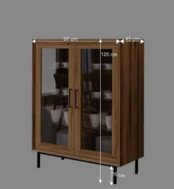 Wohnen Esszimmer-Vitrinen|Esszimmerschränke*2-türige Vitrine aus geöltem Wildeiche Massivholz - Kerfa