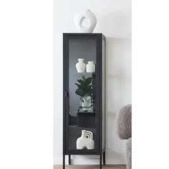 Wohnen Schwarze Möbel|Glasmöbel*1-türige Vitrine in Schwarz - Baly