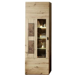 Wohnen 1-türige Wohnzimmervitrine in Wildeiche Holzoptik - Iniaco
