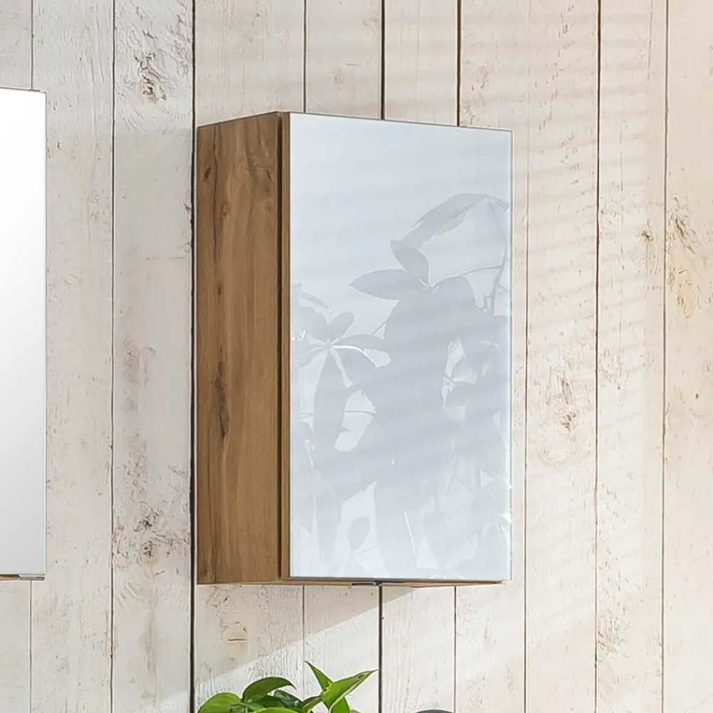 Wohnen Badschränke*1-türiger Bad Oberschrank mit Glasbeschichtung - Vrendina