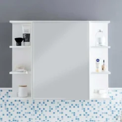 Wohnen Glasmöbel|Bad-Spiegelschränke*1-türiger Bad Spiegelschrank mit Regalen - Giulia