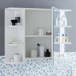 Wohnen Glasmöbel|Bad-Spiegelschränke*1-türiger Bad Spiegelschrank mit Regalen - Giulia