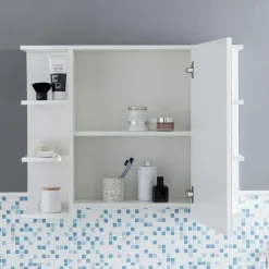 Wohnen Glasmöbel|Bad-Spiegelschränke*1-türiger Bad Spiegelschrank mit Regalen - Giulia