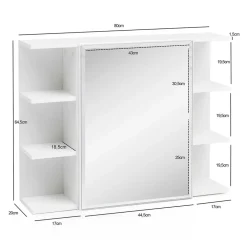 Wohnen Glasmöbel|Bad-Spiegelschränke*1-türiger Bad Spiegelschrank mit Regalen - Giulia