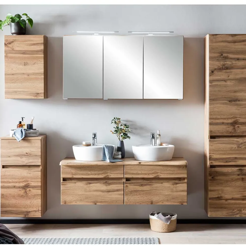 Wohnen 3-türiger 3D Spiegelschrank fürs Badezimmer - Drumias