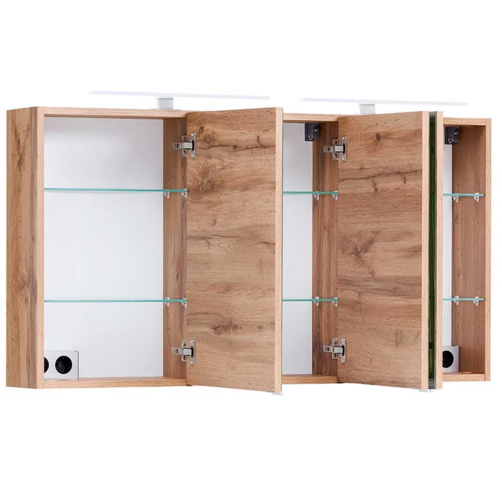 Wohnen 3-türiger 3D Spiegelschrank fürs Badezimmer - Drumias