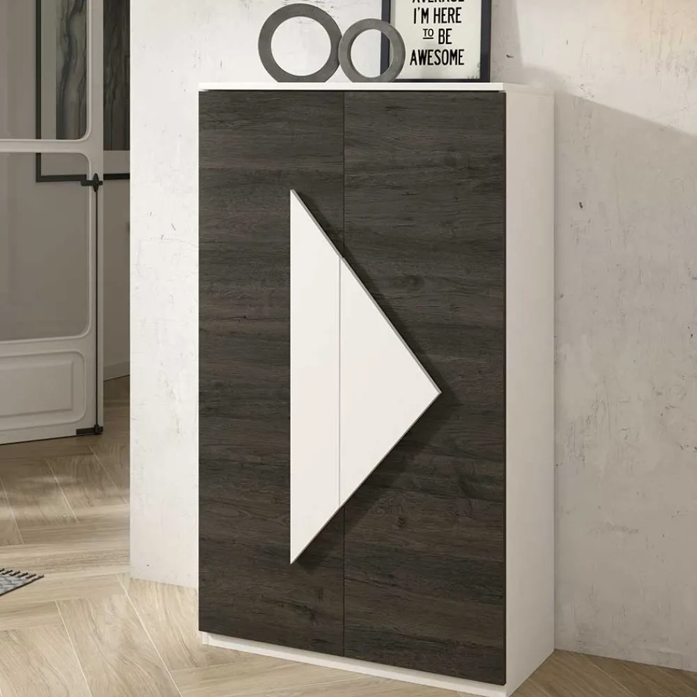 Wohnen 2-türiger Design Schuhschrank 74x128x34 cm - Fredo