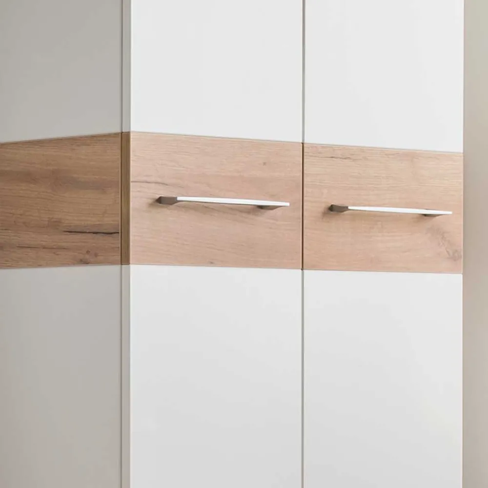Wohnen 2-türiger Dielenschrank in Weiß & Eiche - Vicanossa