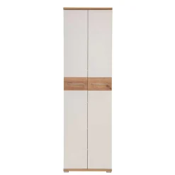 Wohnen 2-türiger Dielenschrank in Weiß & Eiche - Vicanossa