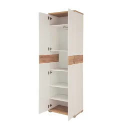 Wohnen 2-türiger Dielenschrank in Weiß & Eiche - Vicanossa