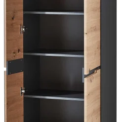 Wohnen Glasmöbel|Schränke*2-türiger Dielenschrank mit Spiegel & Wildeiche Dekor - Kuetra