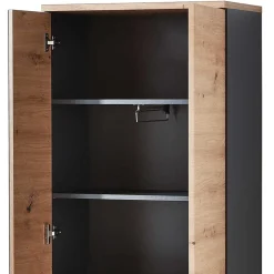 Wohnen Glasmöbel|Schränke*2-türiger Dielenschrank mit Spiegel & Wildeiche Dekor - Kuetra