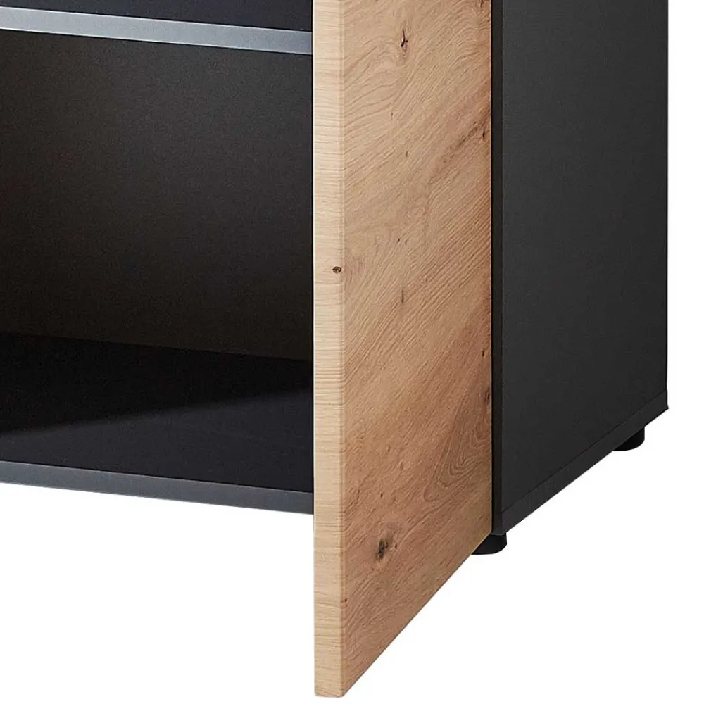 Wohnen Glasmöbel|Schränke*2-türiger Dielenschrank mit Spiegel & Wildeiche Dekor - Kuetra