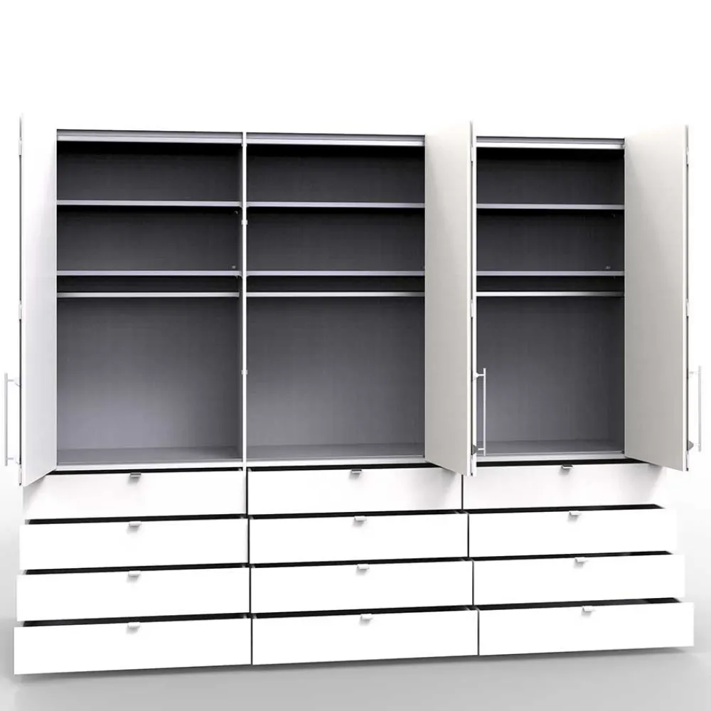 Wohnen Kleiderschränke|Kleiderschränke*3-türiger Falttürenschrank mit 12 Schubladen - Tivierto