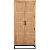Wohnen 2-türiger Flurschrank aus Holz & Rattan Geflecht - Lazianus
