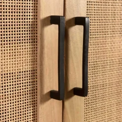 Wohnen 2-türiger Flurschrank aus Holz & Rattan Geflecht - Lazianus