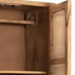 Wohnen 2-türiger Flurschrank aus Holz & Rattan Geflecht - Lazianus