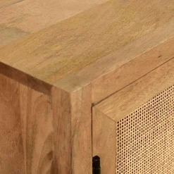 Wohnen 2-türiger Flurschrank aus Holz & Rattan Geflecht - Lazianus